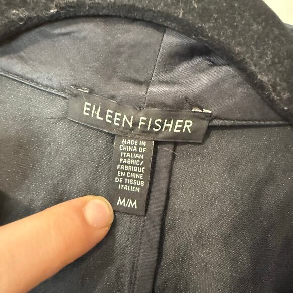 Eileen Fisher Women's Jacket Metallic Tunic Length Button Front Dark Grey Medium - Picture 3 of 8